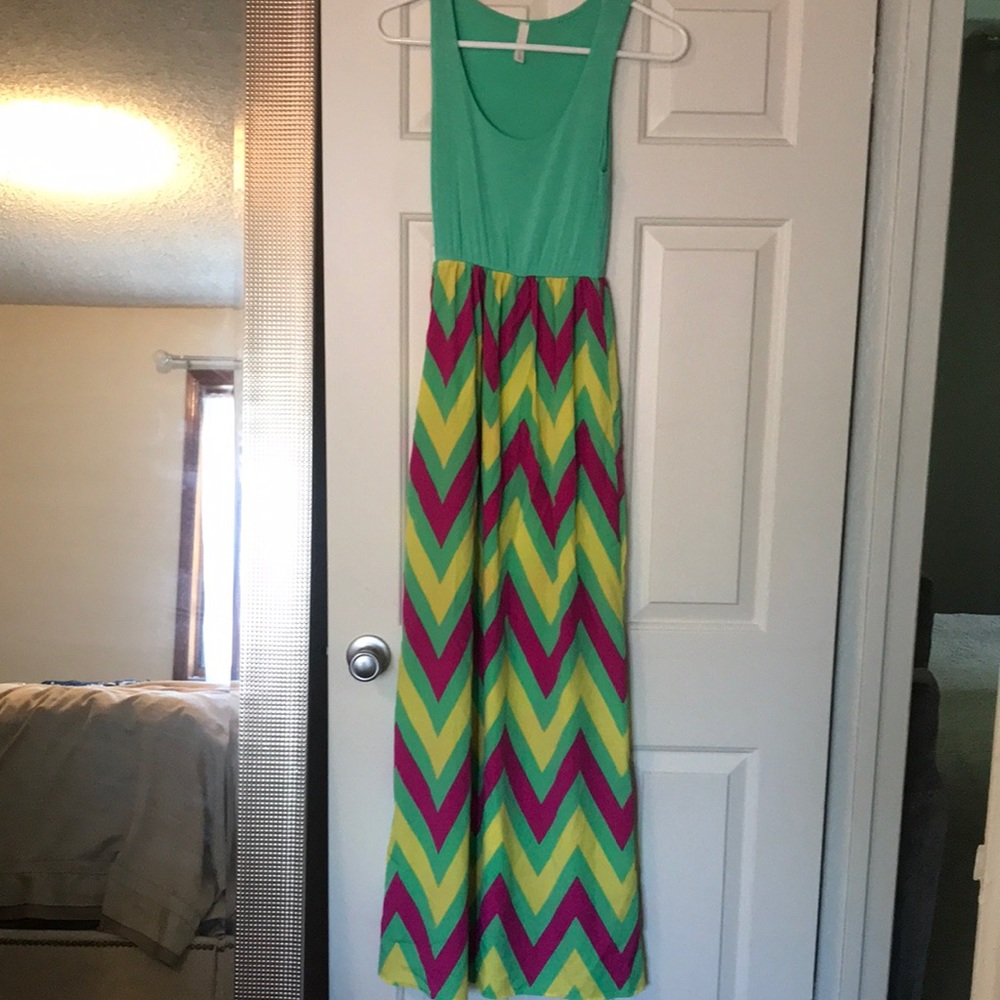 Maxi dress with chevron pattern